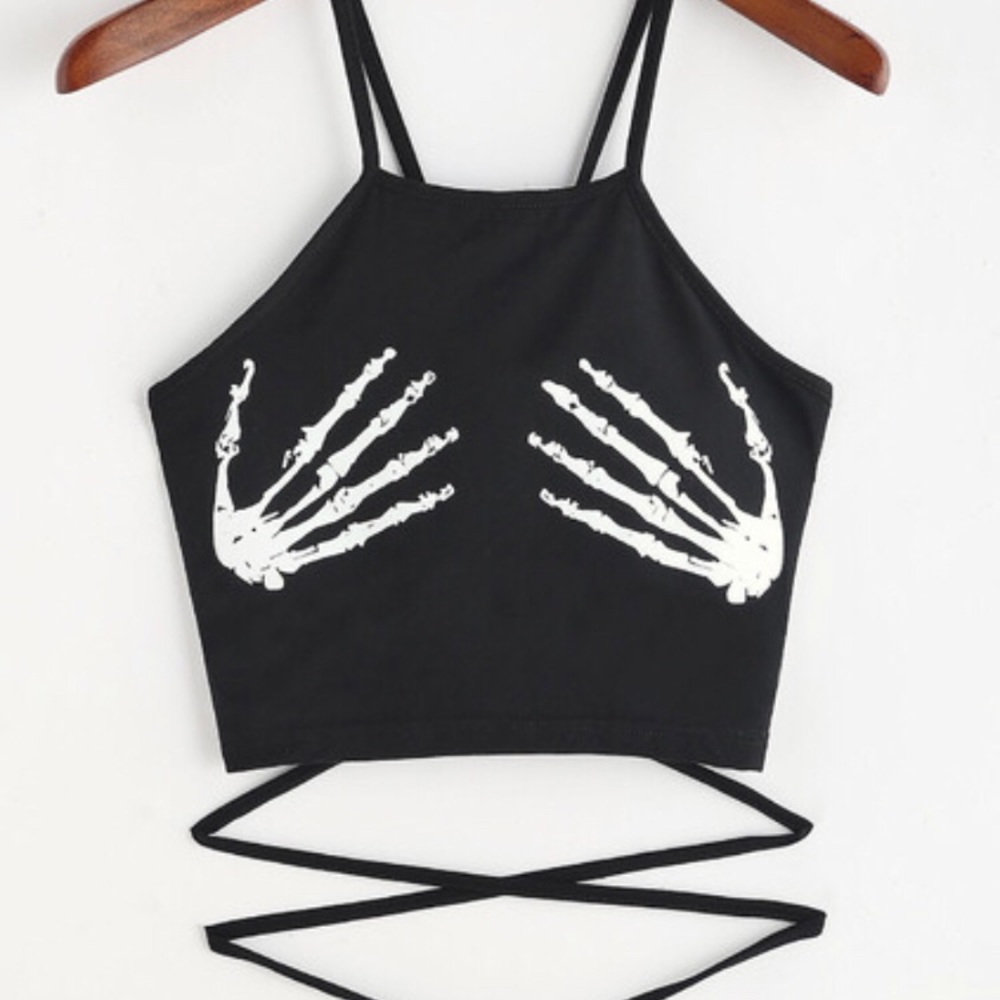 Black skeleton crop top
